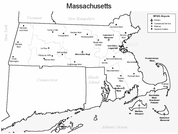 Massachusetts Airports Map