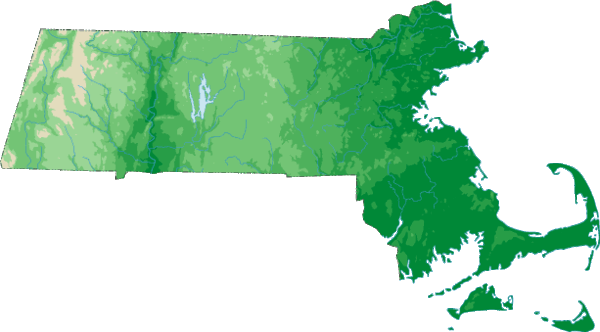 Massachusetts Elevations Map