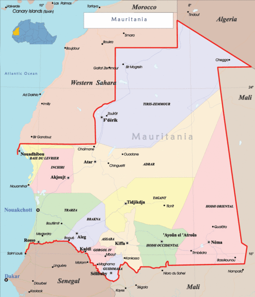 Mauritania Region Map