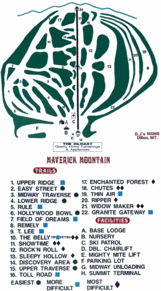 Maverick Mountain Ski Area Ski Trail Map