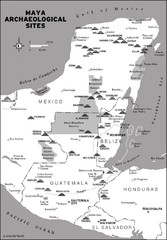 Mayan Archaeological sites in Belize Map