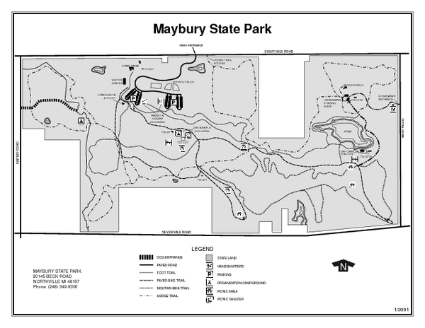 Maybury State Park Map Maybury State Park Michigan Site Map - Maybury State Park Mi • Mappery