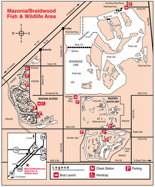 Mazonia-Braidwood Fish and Wildlife Area, Illinois Site Map
