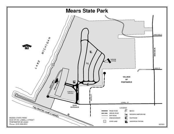Mears State Park, Michigan Site Map