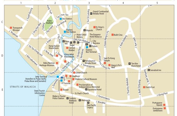 Melaka Malaysia Tourist Map
