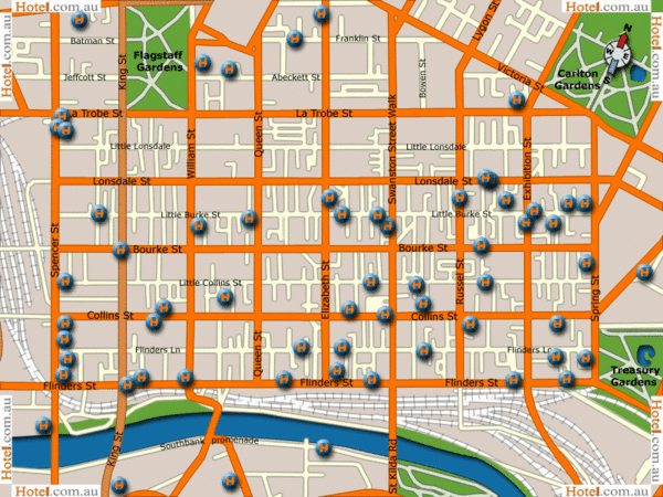 Melbourne Hotel Map