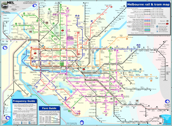 Melbourne Rail and Tram Map