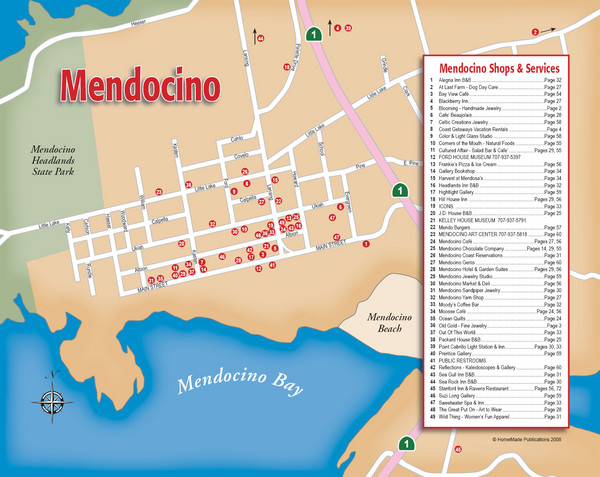 Mendocino Tourist Map