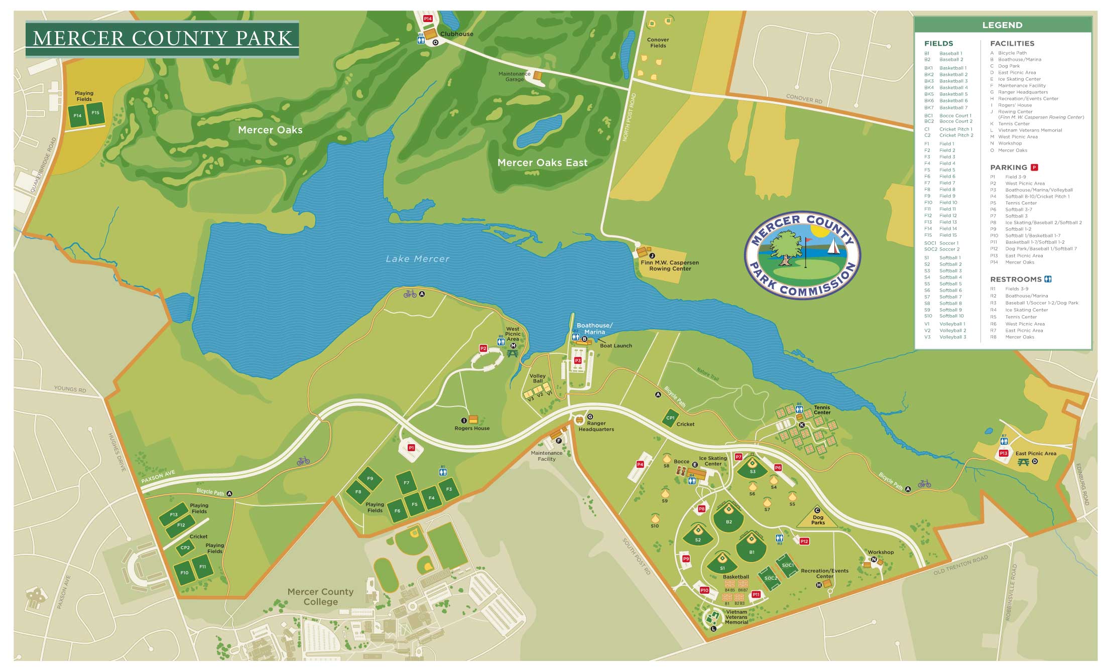 Mercer County Park Map Mercer County Park Mercer County NJ USA Mappery