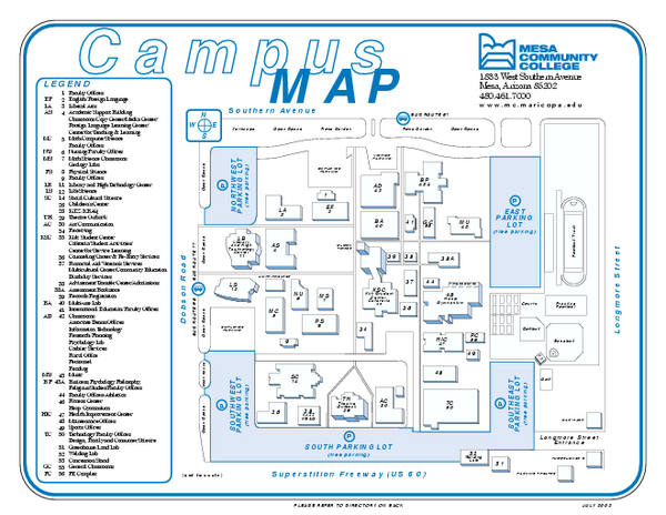 Mesa Community College Campus Map - 1833 West Southern Mesa AZ 85202