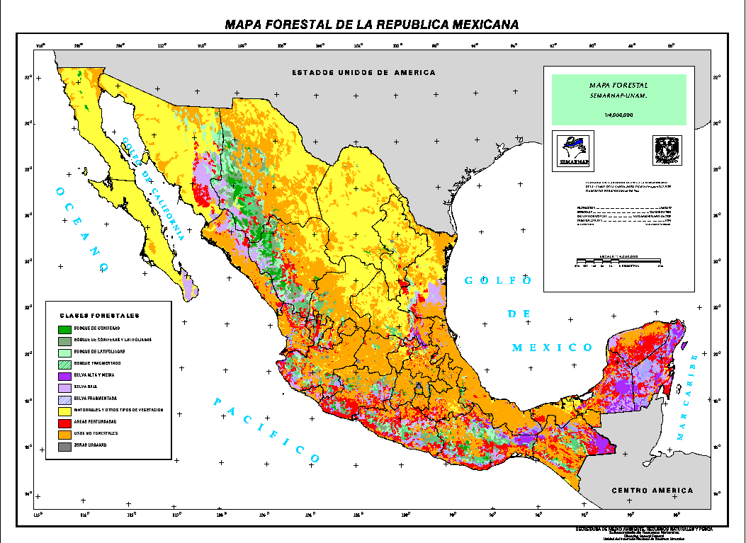 Mexican Forest Map Mexico • mappery