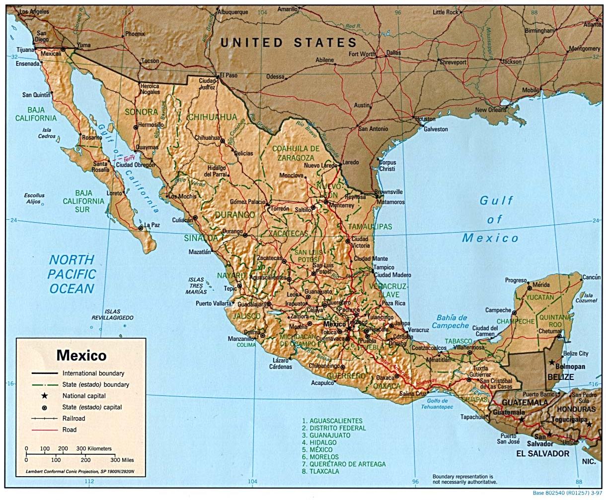 Mexico Relief Map - Mexico • mappery