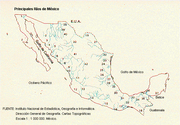 Mexico Rivers Map - Mexico • mappery