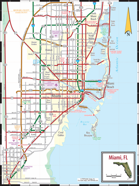 Miami, Florida Tourist Map