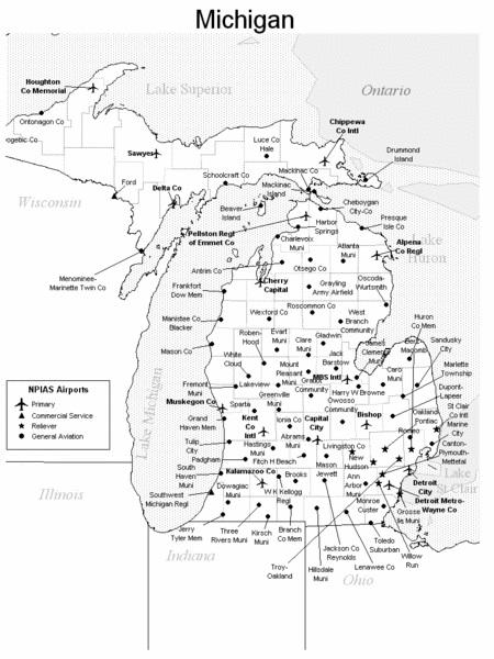Michigan Airports Map