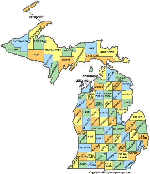 Michigan Counties Map