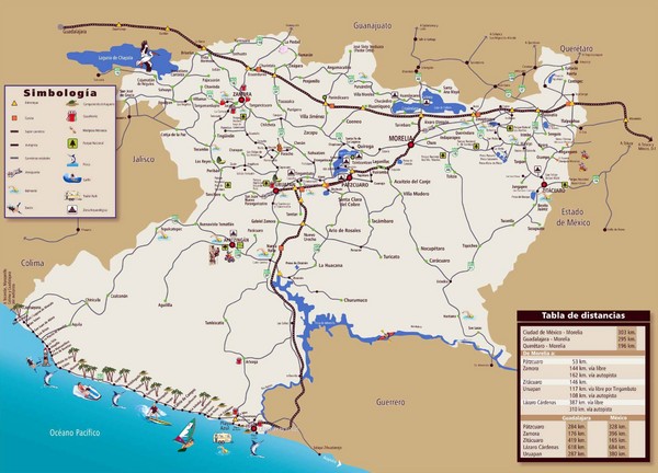 Michoacan State Tourist Map