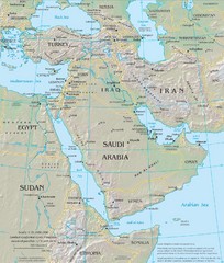 Middle East Physical Map