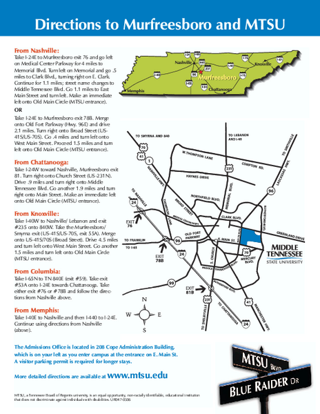 Middle Tennessee State University Map