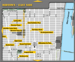 Midtown East Side New York City Hotel Map