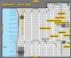 Midtown West Side New York City Hotel Map