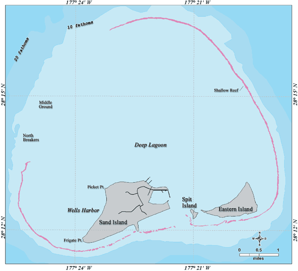 Midway Atoll Islands Tourist Map