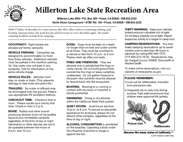 Millerton Lake State Recreation Area Campground Map
