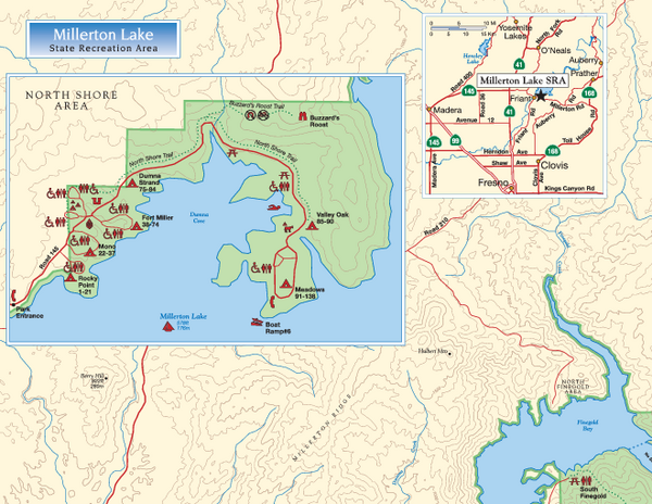 Millerton Lake State Recreation Area NW Map