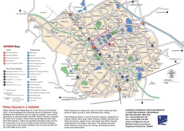 Milton Keynes Region Tourist Map