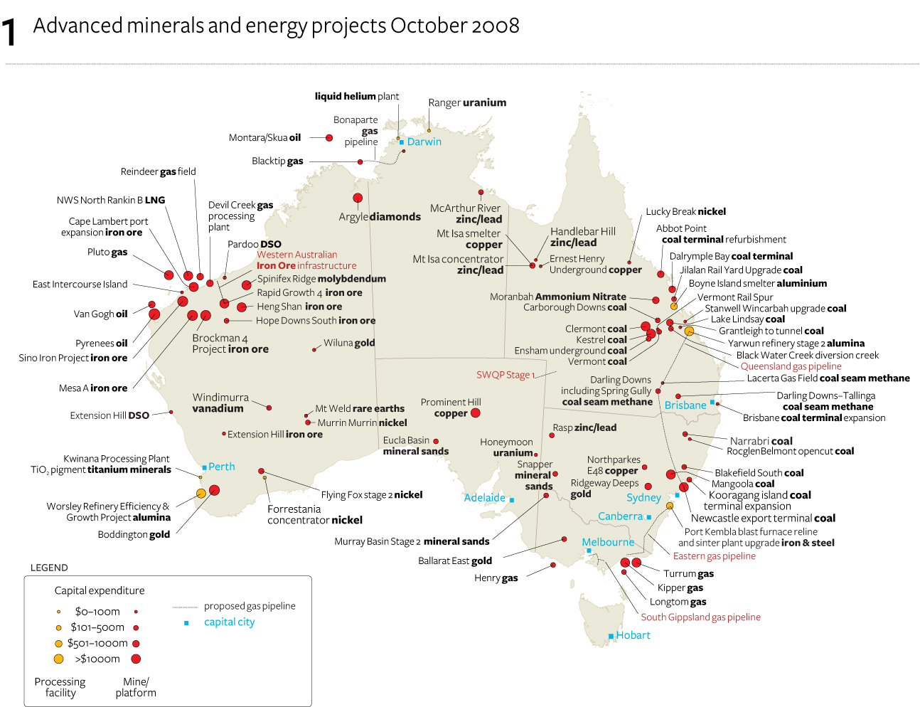 Minerals and Energies in Australia Map Australia • mappery