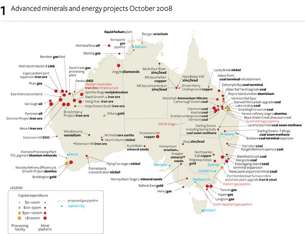 Minerals and Energies in Australia Map