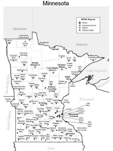 Minnesota Airports Map