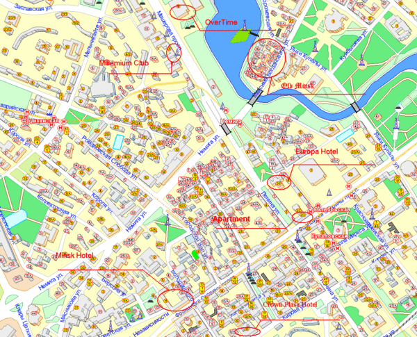 Minsk, Belarus Tourist Map