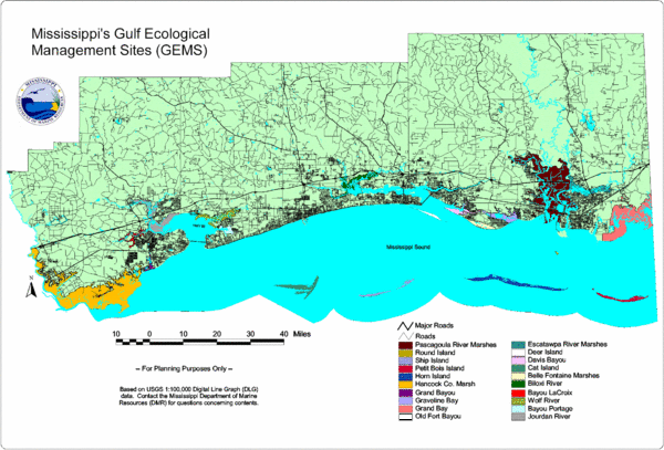 Mississippi Gulf Ecological Management Sites Map