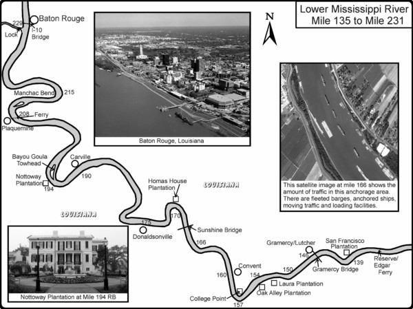 Mississippi River Mile 135 to Mile 231 Map
