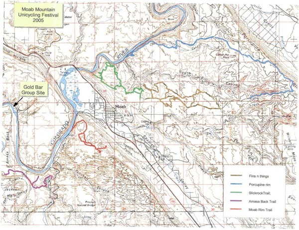 Moab Mountain Unicycling Festival Trail Map