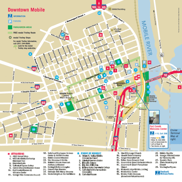 Mobile, Alabama Tourist Map