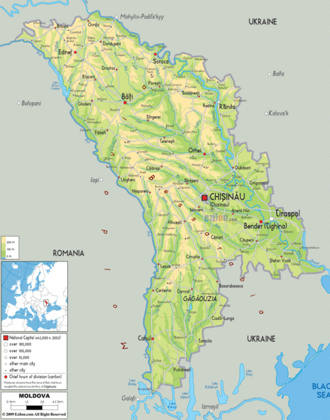 Moldova - Physical Map
