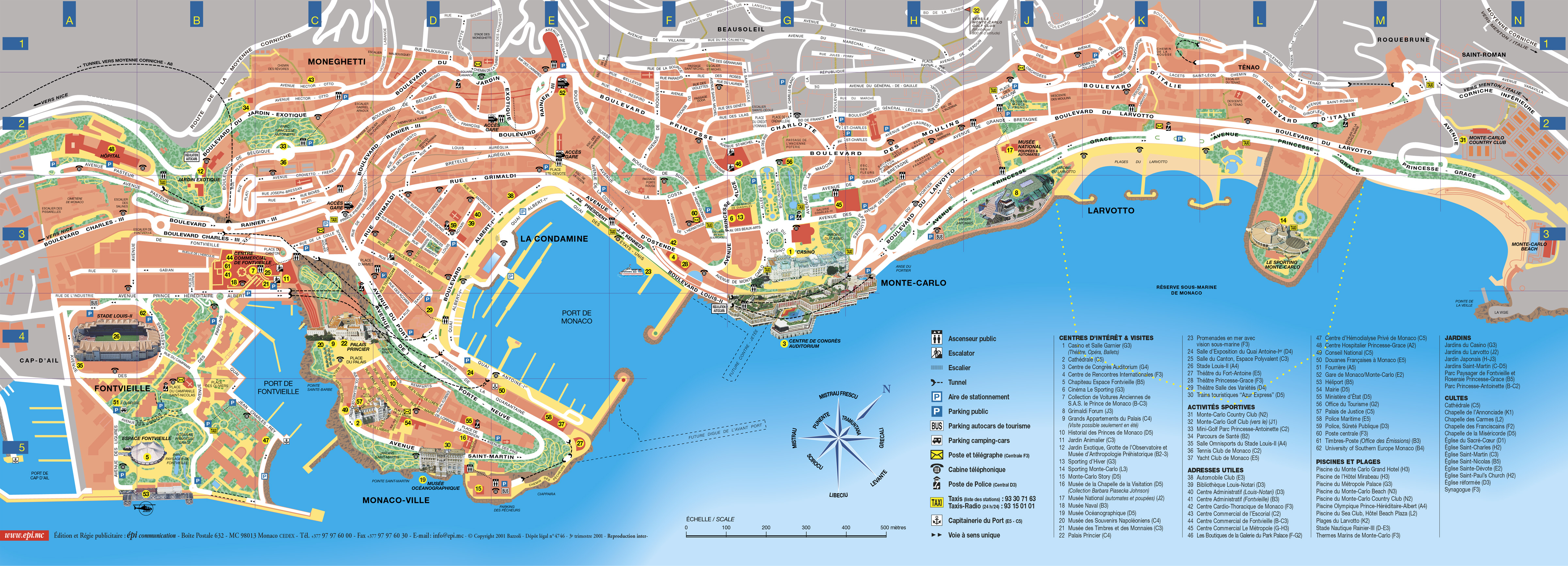 monaco térkép Monaco Tourist Map   Monaco • mappery monaco térkép