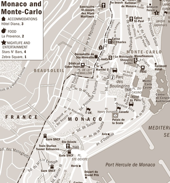 Monaco accomodation Map