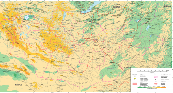 Mongolia Physical Map