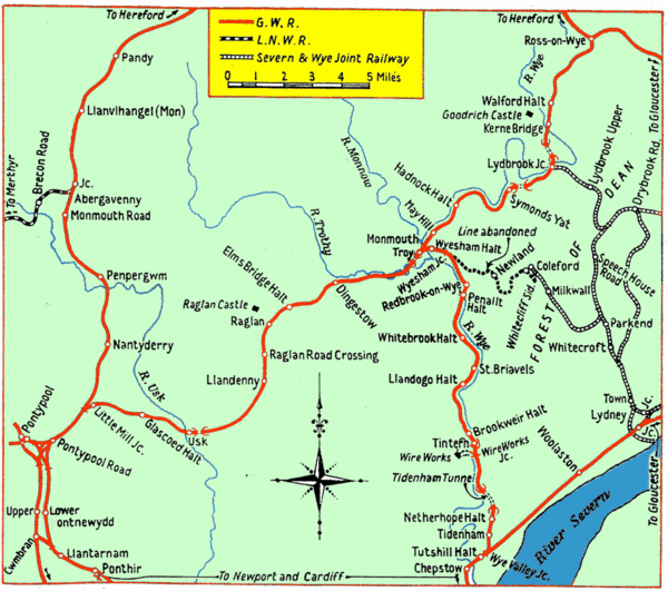 Monmouth and Wye Valley Railways Map