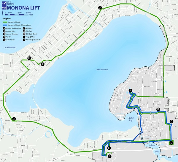 Monona Lift Bus Route Map