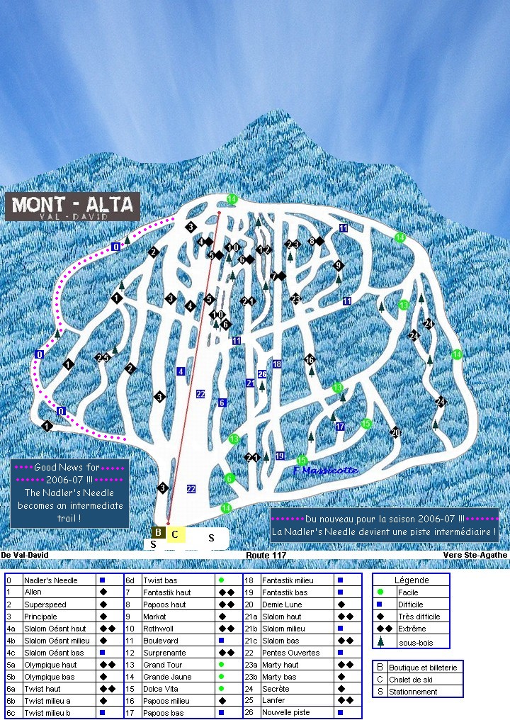 Mont Alta Ski Trail Map ValDavid Quebec Canada • mappery