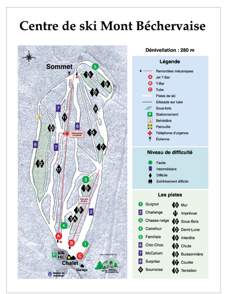 Mont Bechervaise Ski Trail Map