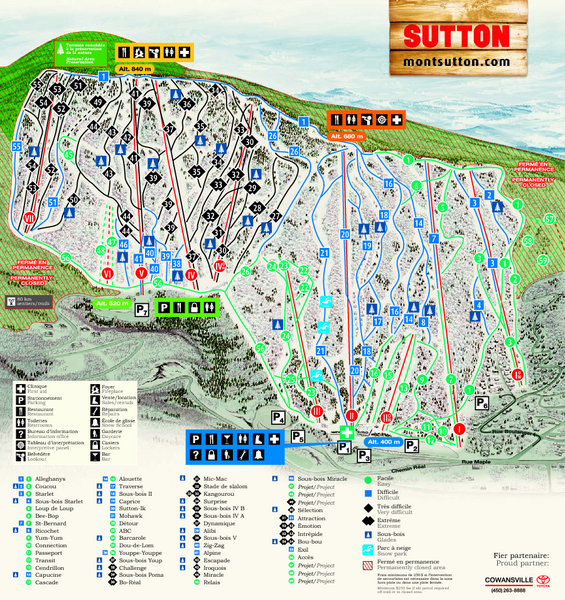 Mont Sutton Ski Trail Map