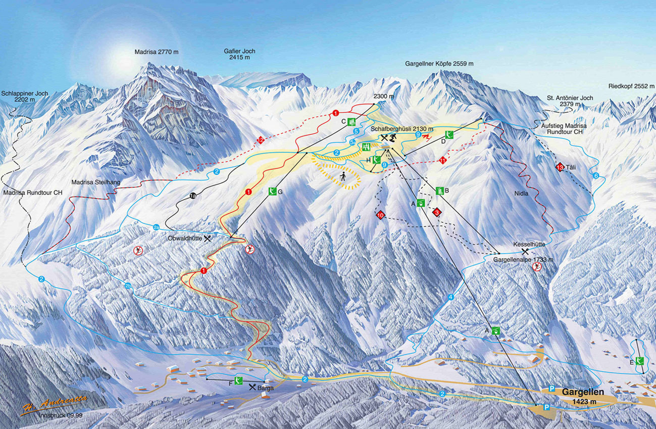 Montafon Ski Trail Map - Montafon Vorarlberg Austria • mappery