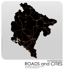 Montenegro Roads and Cities Map