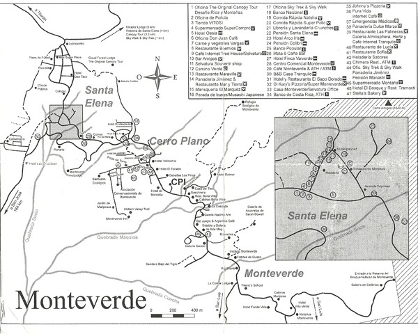 Monteverde Santa Elena Tourist Map