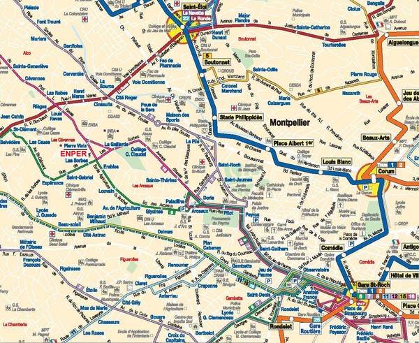 Montpellier City Tourist Map